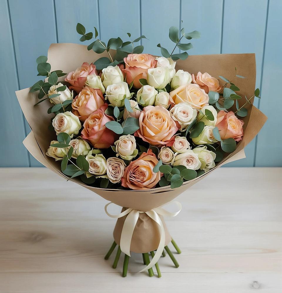 Букет цветов из: Альстромерии и Розы в Белокурихе