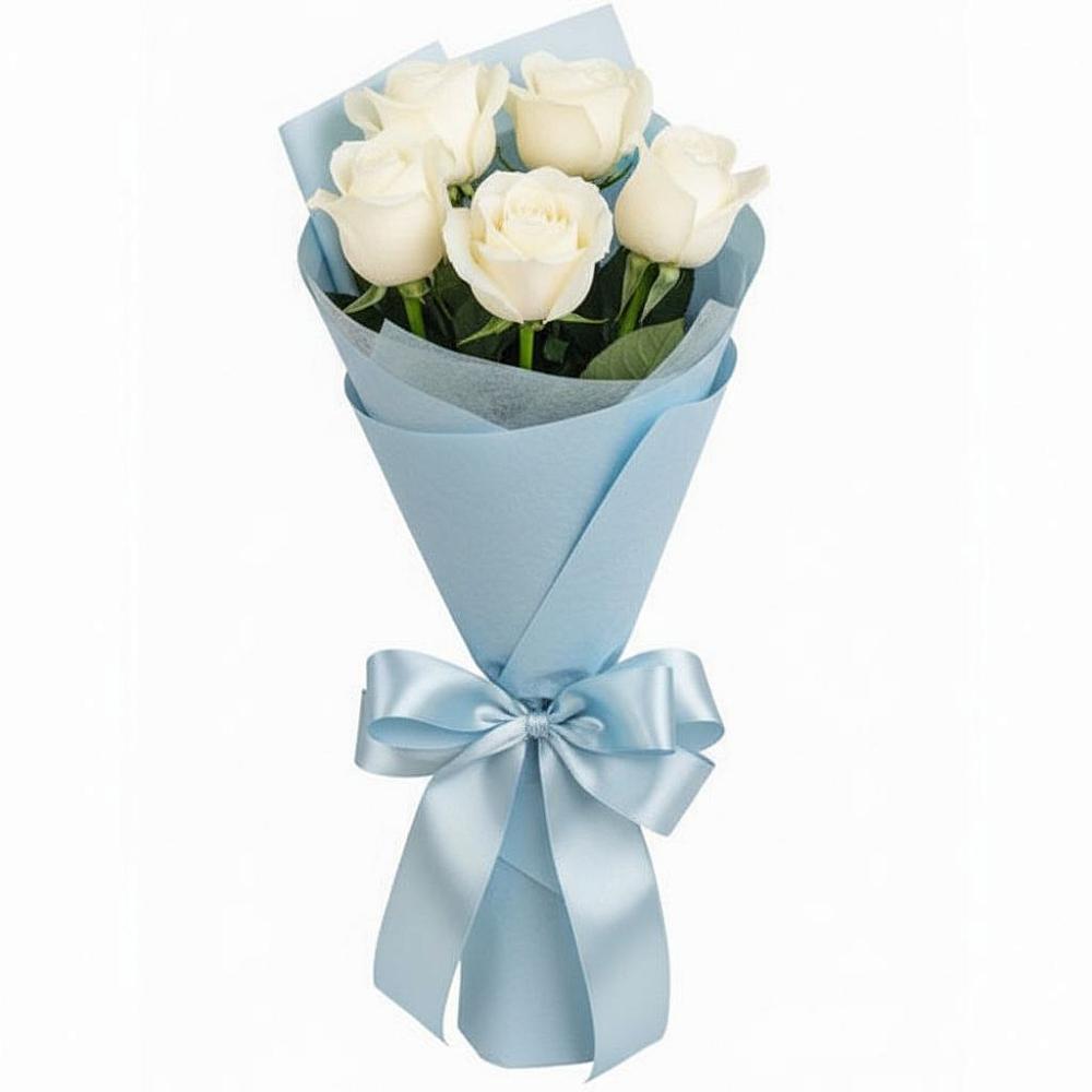 Букет 5 Белых роз Проуд в Белокурихе