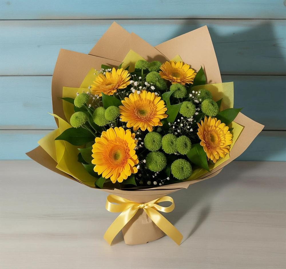 Букет цветов из: Герберы и Хризантемы в Белокурихе