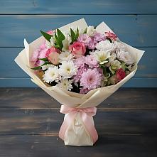 Букет цветов из:  Хризантемы, Альстромерии и Розы в Белокурихе