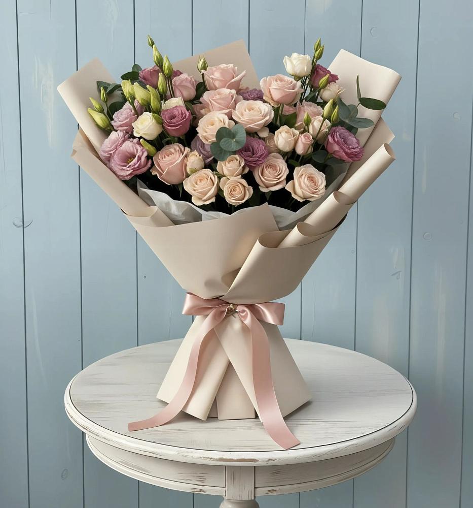 Букет цветов из: Розы и Лизиантусы в Белокурихе