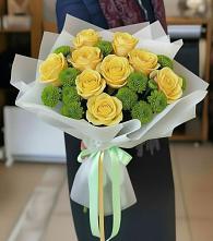 Букет цветов из:  Хризантемы и Розы #REPLACE_PRED# Белокурихе