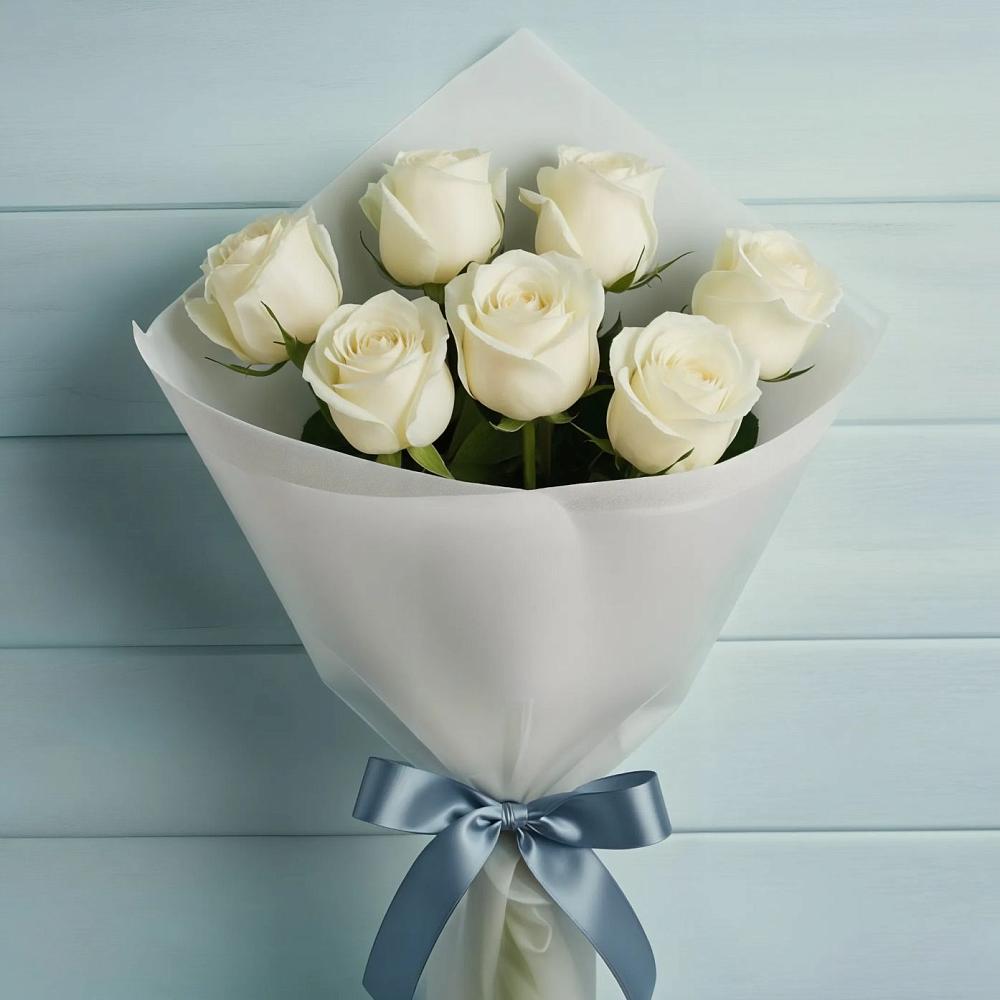 Букет 7 Белых роз Эдлесс Лав в Белокурихе